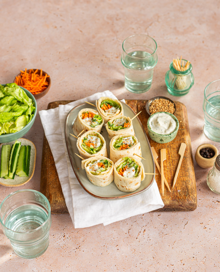 Wraps apero de Fromage Frais, Concombre et Fines Herbes. Florette