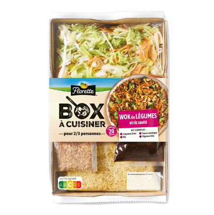 Box à cuisiner wok de légumes frais et riz sauté. FLORETTE