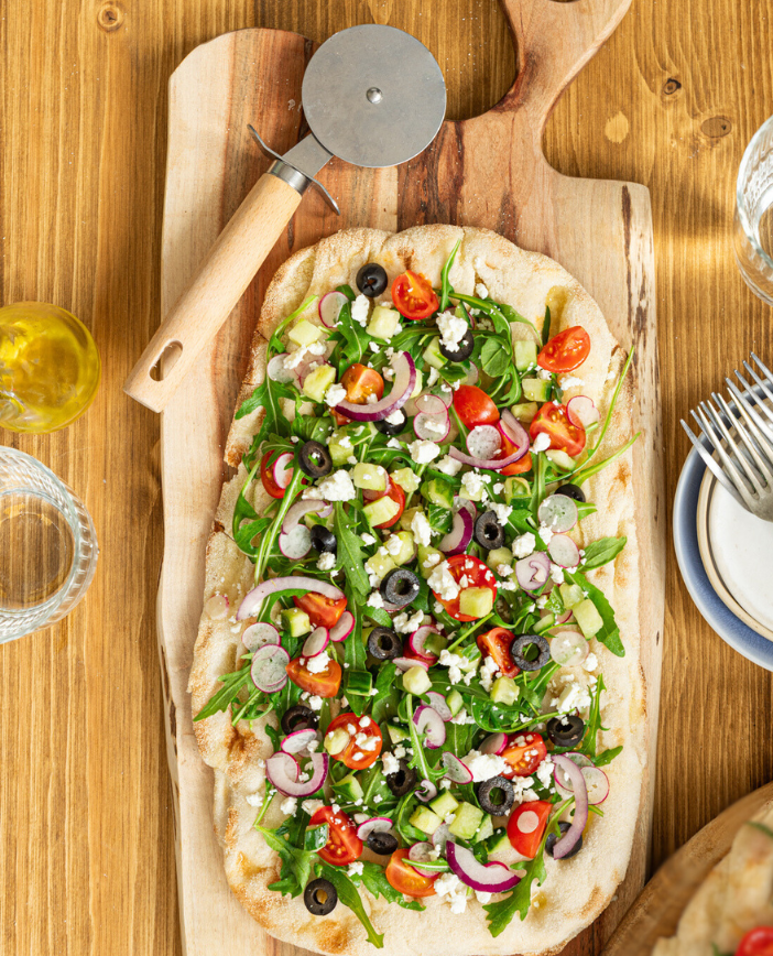 Pinsas façon grecque. Florette