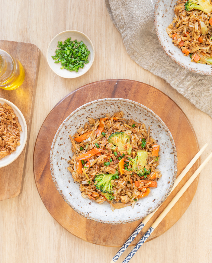 Recette de Wok de légumes et riz sauté. Florette
